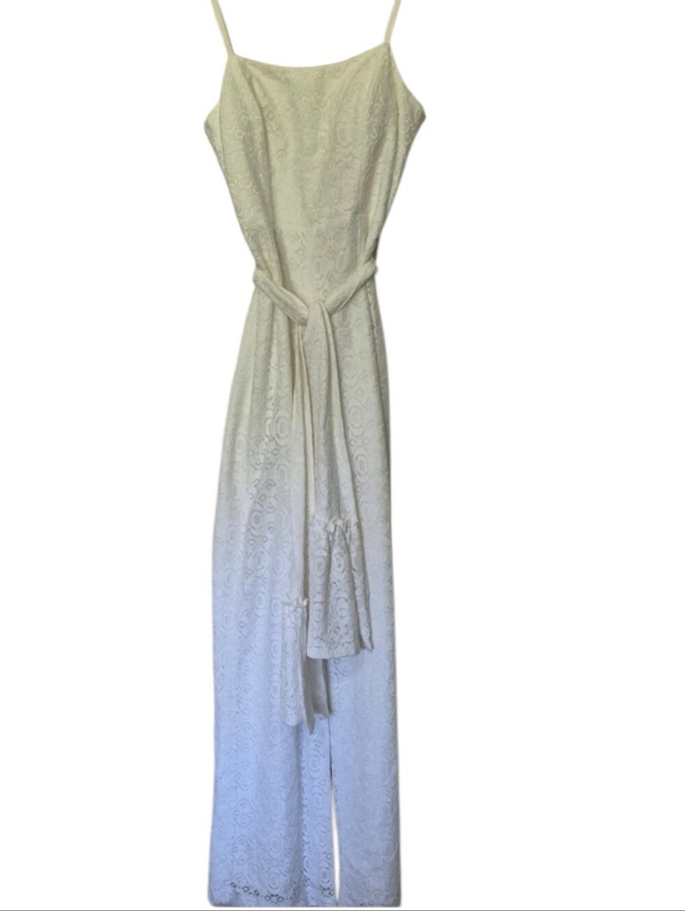 NWT lilly pulitzer size 0 Nila jumpsuit resort white corded geo lace Smocked
